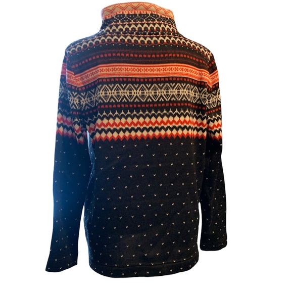 Talbots Geometric Nordic Fair Isle Fleece Sz LP - Picture 3 of 10